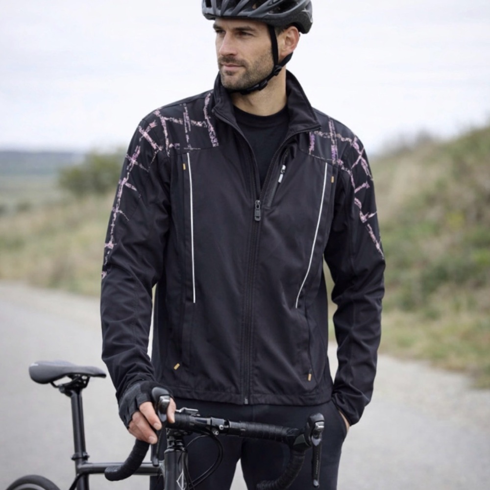 Rare Lululemon Cycling Jacket Black Zip Closure Reflective Pockets Compass Med